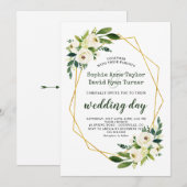 Elegante gouden diamanten witte groene bloemige br kaart (Voorkant / Achterkant)