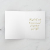 Elegante gouden Diya Happy Diwali Groet Kaart (Binnen)