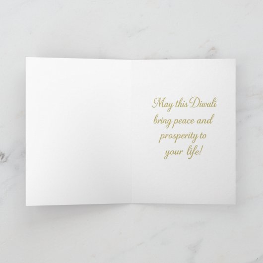 Elegante gouden Diya Happy Diwali Groet Kaart (Binnen)