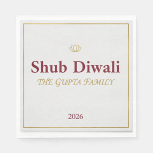 Elegante Gouden Diya Mandala Gelukkig Diwali Feest Servet