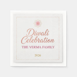 Elegante Gouden Diya Mandala Gelukkig Diwali Feest Servet