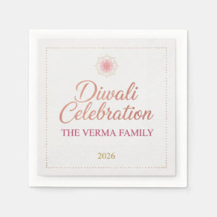 Elegante Gouden Diya Mandala Gelukkig Diwali Feest Servet
