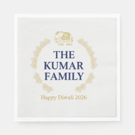Elegante Gouden Diya Mandala Gelukkig Diwali Feest Servet