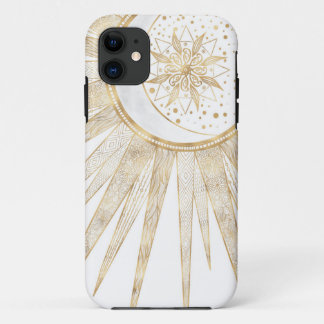 Elegante Gouden Doodles Zon Maan Mandala Ontwerp Case-Mate iPhone Case