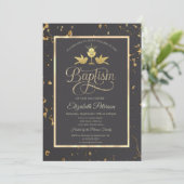 Elegante gouden doopbeker grijs kaart (Staand voorkant)