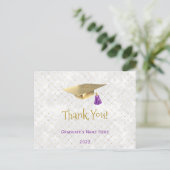 Elegante gouden dop paarse afstudeer Thank You  Briefkaart (Staand voorkant)