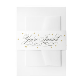 Elegante gouden dot buikband uitnodigingen wikkel