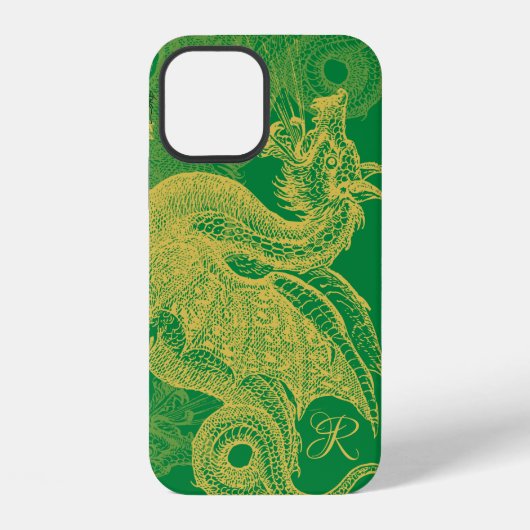 Elegante Gouden Draak Monogram Hoesje Case-Mate iP iPhone Hoesje (Achterkant)