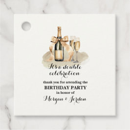 Elegante gouden dubbele viering gezamenlijke verja bedankjes labels