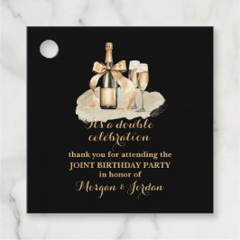 Elegante gouden dubbele viering gezamenlijke verja bedankjes labels