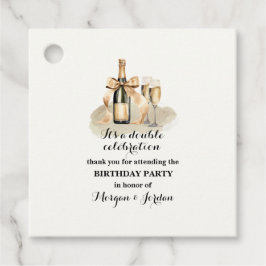 Elegante gouden dubbele viering gezamenlijke verja bedankjes labels