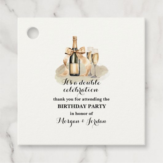 Elegante gouden dubbele viering gezamenlijke verja bedankjes labels (Voorkant)