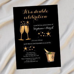 Elegante gouden dubbele viering gezamenlijke verja kaart