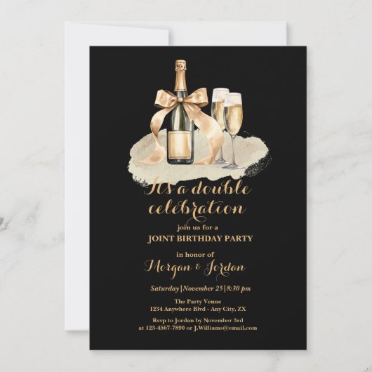 Elegante gouden dubbele viering gezamenlijke verja kaart (Voorkant)