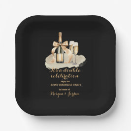 Elegante gouden dubbele viering gezamenlijke verja papieren bordje