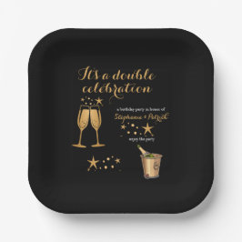 Elegante gouden dubbele viering gezamenlijke verja papieren bordje