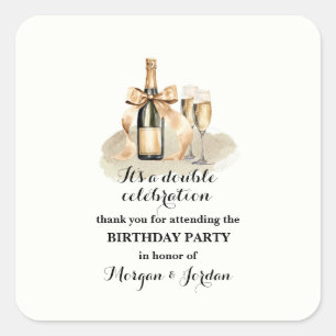 Elegante gouden dubbele viering gezamenlijke verja vierkante sticker