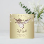 Elegante gouden duif in liefdevolle herinnering aankondiging (Staand voorkant)