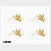 Elegante gouden duif van vrede ovale sticker (Vel)