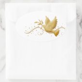 Elegante gouden duif van vrede ovale sticker (Tas)