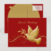 Elegante gouden duif vredesvakantie feestdagenkaart (Voorkant / Achterkant)