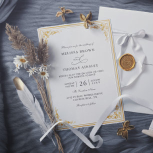 Elegante Gouden Ecru Klassieke Budget QR Code Brui Kaart