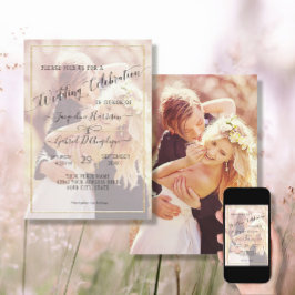 Elegante Gouden Eenvoudige Minimale Script Trouwfo Kaart