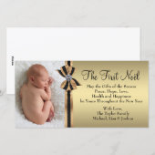 Elegante gouden eerste kerst van de baby feestdagenkaart (Voorkant / Achterkant)