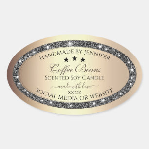 Elegante gouden effect zilveren glitter producteti ovale sticker