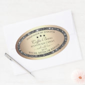 Elegante gouden effect zilveren glitter producteti ovale sticker (Envelop)