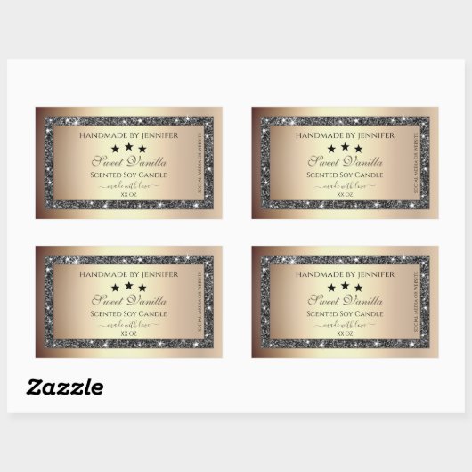 Elegante gouden effect zilveren glitter producteti rechthoekige sticker (Vel)