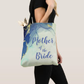 Elegante gouden en blauwe Abstracte bruidsmoeder Tote Bag (Dichtbij)