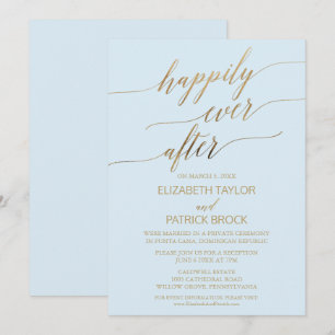 Elegante Gouden en Blauwe Calligrafie Elopement Kaart