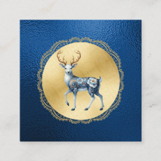 Elegante gouden en blauwe kerstbijlage briefje informatiekaartje