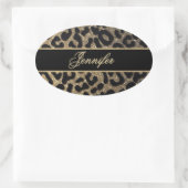 Elegante gouden en blauwe luipaard print ovale sticker (Tas)