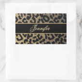 Elegante gouden en blauwe luipaard print rechthoekige sticker (Tas)