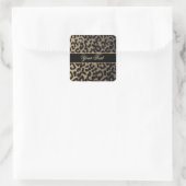 Elegante gouden en blauwe luipaard print vierkante sticker (Tas)