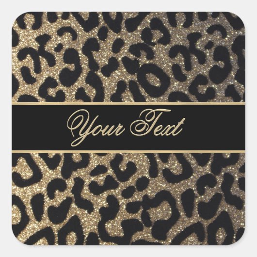 Elegante gouden en blauwe luipaard print vierkante sticker (Voorkant)
