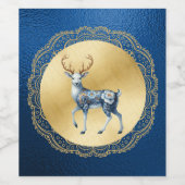 Elegante gouden en blauwe wijnlabel wijn etiket (Enkel label)