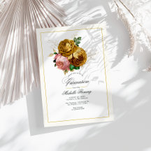 Elegante gouden en blos bloemige Quinceañera-foto