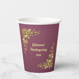 Elegante gouden en Bourgondische Thanksgiving Papieren Bekers