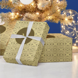 Elegante gouden en gouden vierkanten patroon Kerst Cadeaupapier