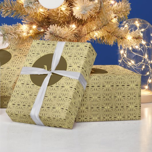 Elegante gouden en gouden vierkanten patroon Kerst Cadeaupapier (Feestdagen)