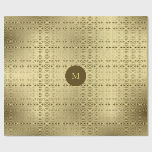 Elegante gouden en gouden vierkanten patroon Kerst Cadeaupapier (Vlak)
