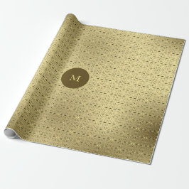 Elegante gouden en gouden vierkanten patroon Kerst Cadeaupapier