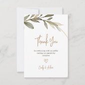 Elegante gouden en groene bruiloft bedankkaart (Voorkant)