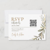 Elegante gouden en groene bruiloft RSVP kaartje (Voorkant)