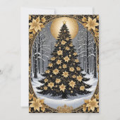 Elegante gouden en groene kerstboom uitnodiging (Voorkant)