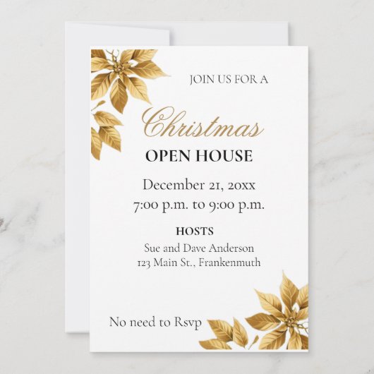 Elegante gouden en groene kerstboom uitnodiging (Achterkant)