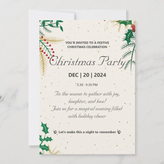 Elegante Gouden en Groene Uitnodiging van het Kers (Voorkant)